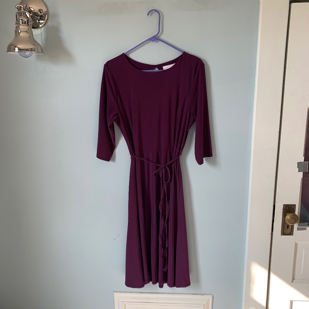 Eggplant/burgundy midi dress with 3/4 Sleeves